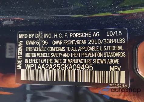 2016 Porsche Cayenne from USA, damaged, VIN WP1AA2A25GKA09495